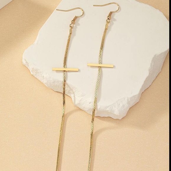 Gold Cross Chain Earrings - Picture 4 of 7
